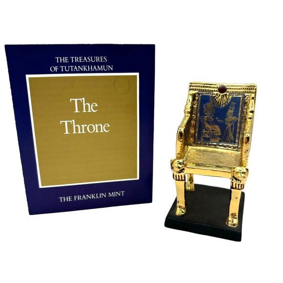 King Tut GOLDEN THRONE Figurine Franklin Mint Treasures of Tutankhamun 1989 - Picture 2 of 11